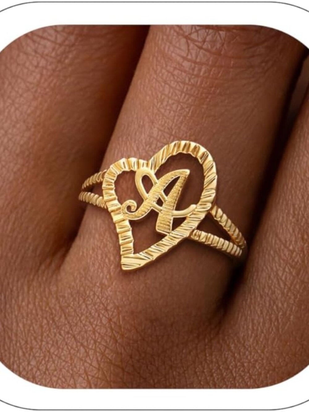 Gold Rings for Women Non Tarnish Dainty 14K Gold Plated Initial Rings Vintage He